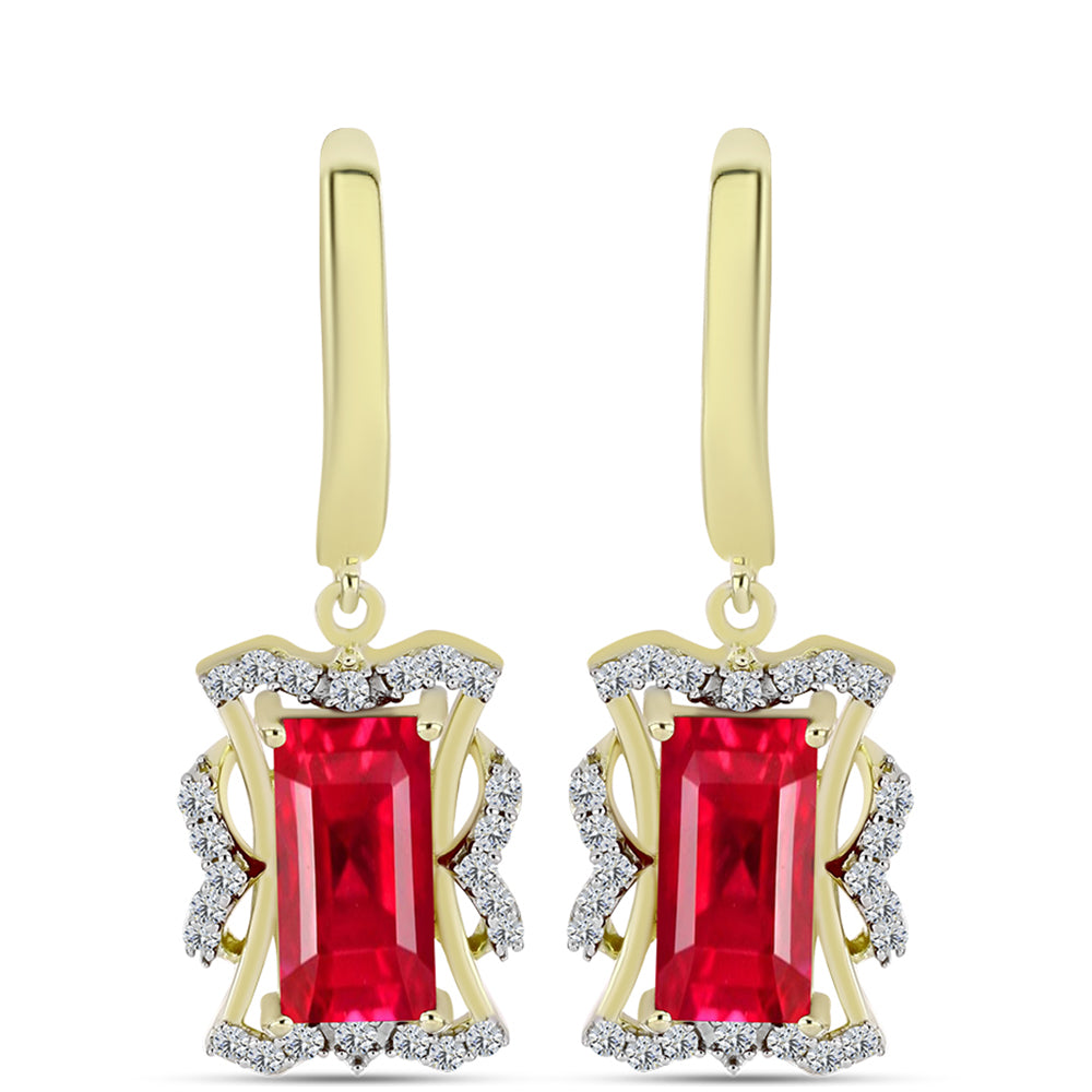 Brincos de Prata com Banho de Ouro com Ágata Vermelha e Topázio Branco 1 