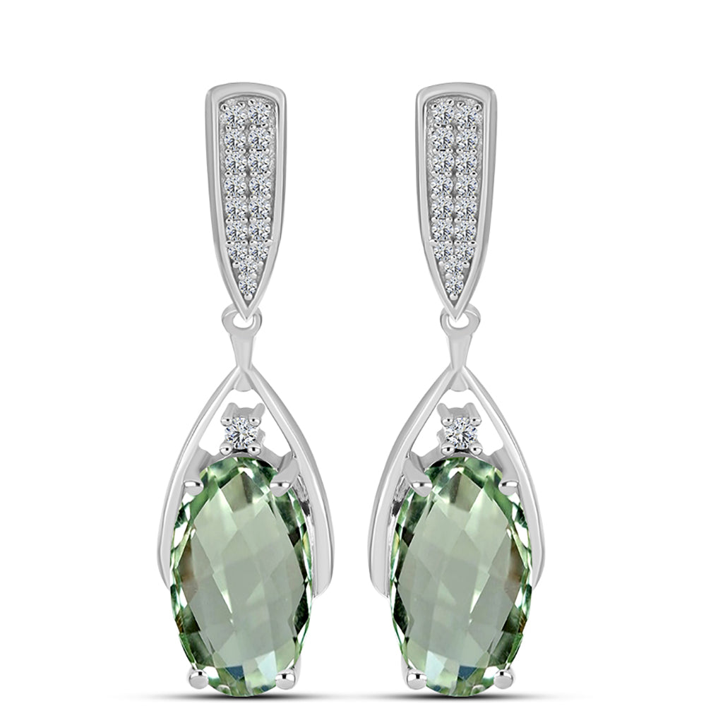 Brincos de Prata com Ametista Verde e Topázio Branco  Contraste: Cabeca de Veado (800) 1 