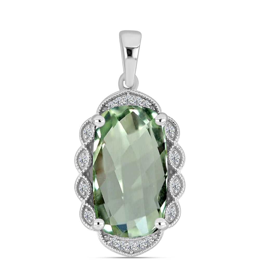 Pendente de Prata com Ametista Verde e Topázio Branco  Contraste: Cabeca de Veado (800)