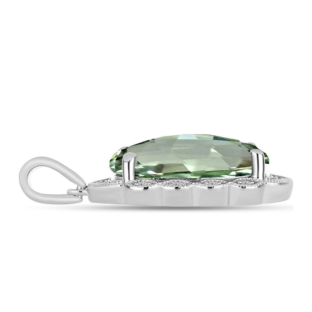 Pendente de Prata com Ametista Verde e Topázio Branco  Contraste: Cabeca de Veado (800)