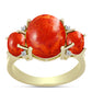 Anel de Prata com Banho de Ouro com Coral Esponja Vermelha e Topázio Branco  Contraste: Cabeca de Veado (800)