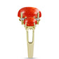 Anel de Prata com Banho de Ouro com Coral Esponja Vermelha e Topázio Branco  Contraste: Cabeca de Veado (800)