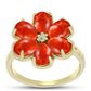 Anel de Prata com Banho de Ouro com Coral Esponja Vermelha e Topázio Branco  Contraste: Cabeca de Veado (800)