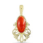 Pendente de Prata com Banho de Ouro com Coral Esponja Vermelha