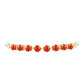 Pulseira de Prata com Banho de Ouro com Coral Esponja Vermelha e Topázio Branco  Contraste: Cabeca de Veado (800)