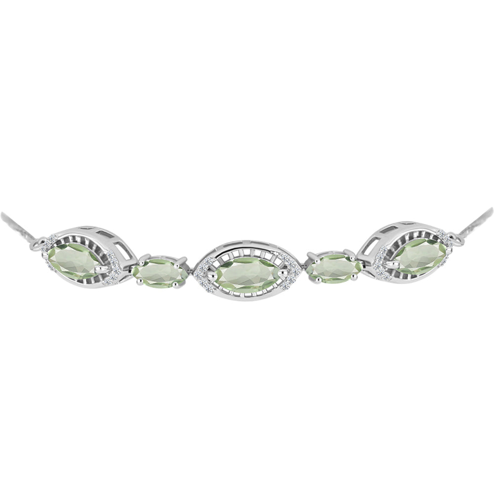 Pulseira de Prata com Ametista Verde e Topázio Branco  Contraste: Cabeca de Veado (800) 2 