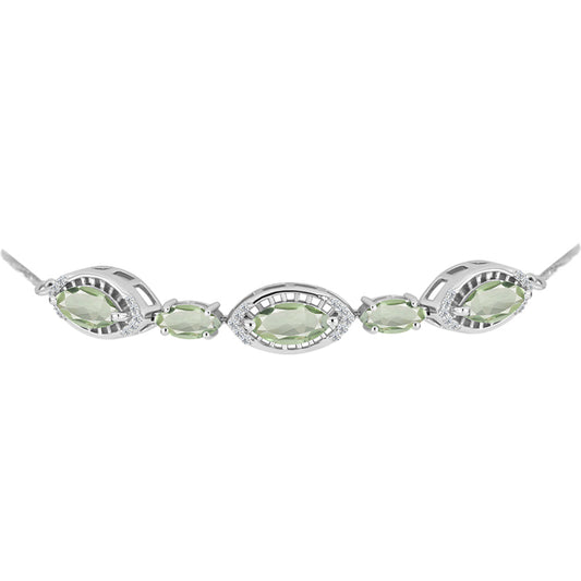 Pulseira de Prata com Ametista Verde e Topázio Branco  Contraste: Cabeca de Veado (800)