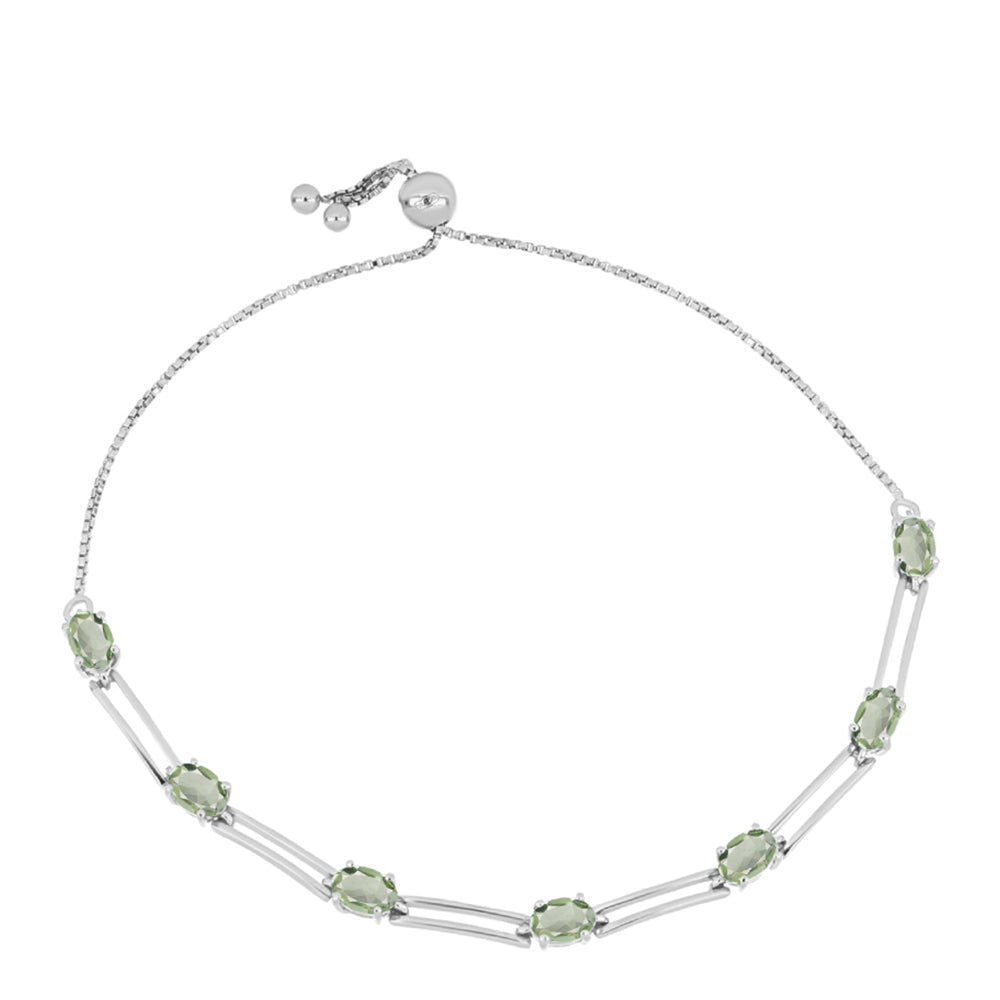 Pulseira de Prata com Ametista Verde  Contraste: Cabeca de Veado (800)