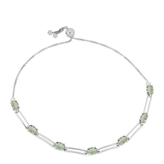 Pulseira de Prata com Ametista Verde  Contraste: Cabeca de Veado (800)