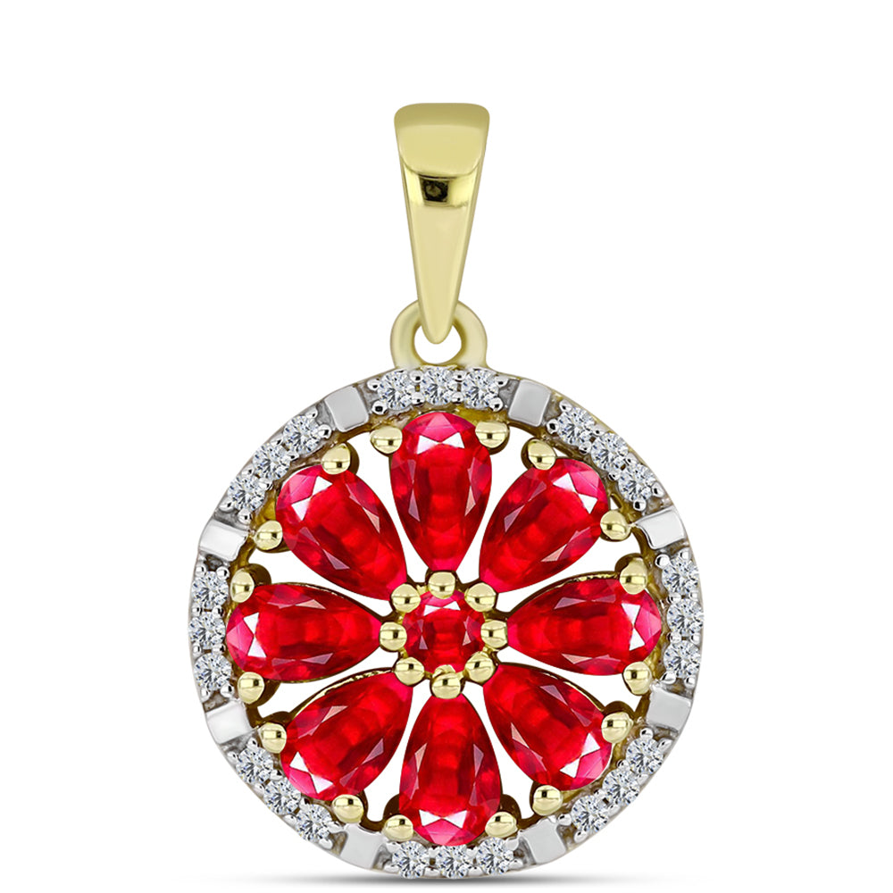 Pendente de Prata com Banho de Ouro com Ágata Vermelha e Topázio Branco