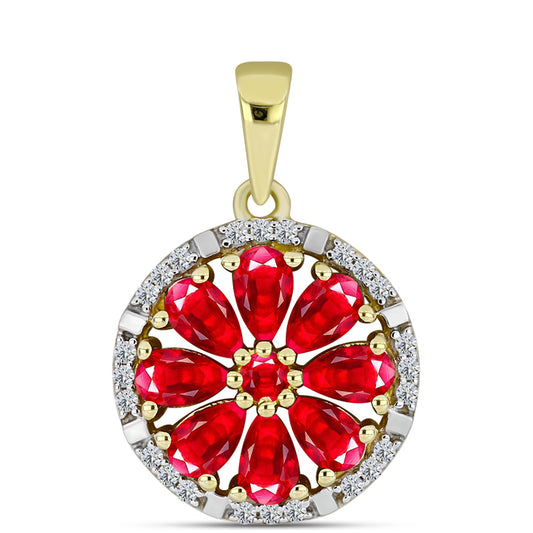 Pendente de Prata com Banho de Ouro com Ágata Vermelha e Topázio Branco