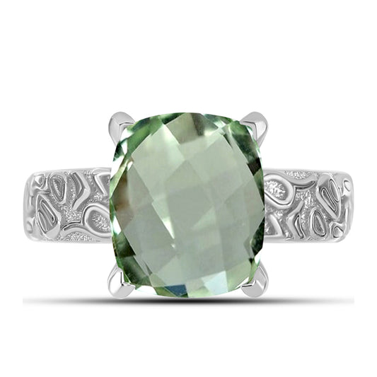Anel de Prata com Ametista Verde  Contraste: Cabeca de Veado (800)