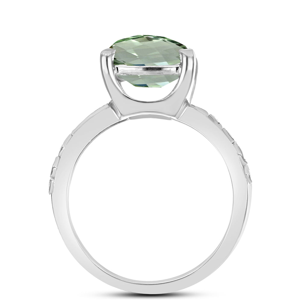 Anel de Prata com Ametista Verde  Contraste: Cabeca de Veado (800)