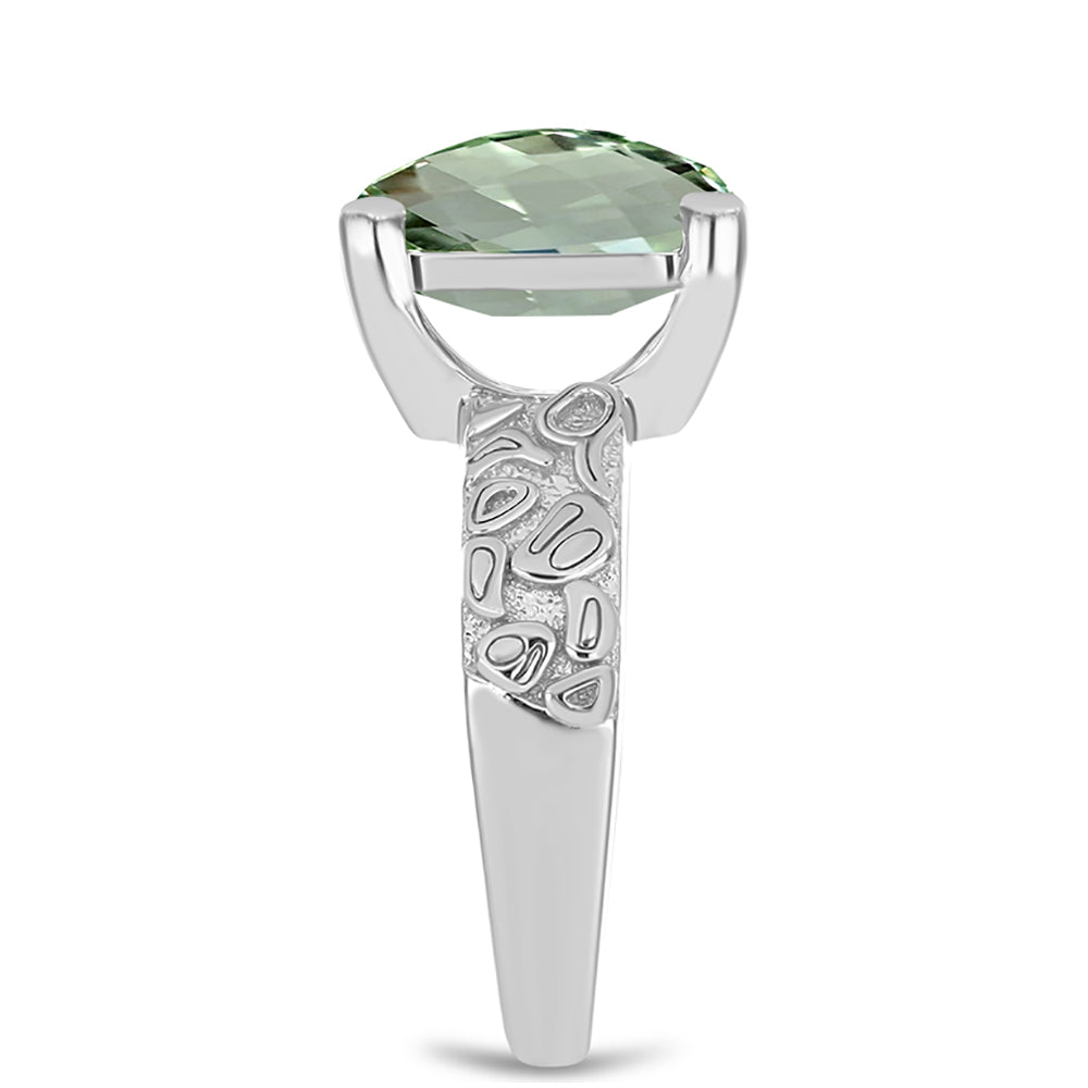 Anel de Prata com Ametista Verde  Contraste: Cabeca de Veado (800)
