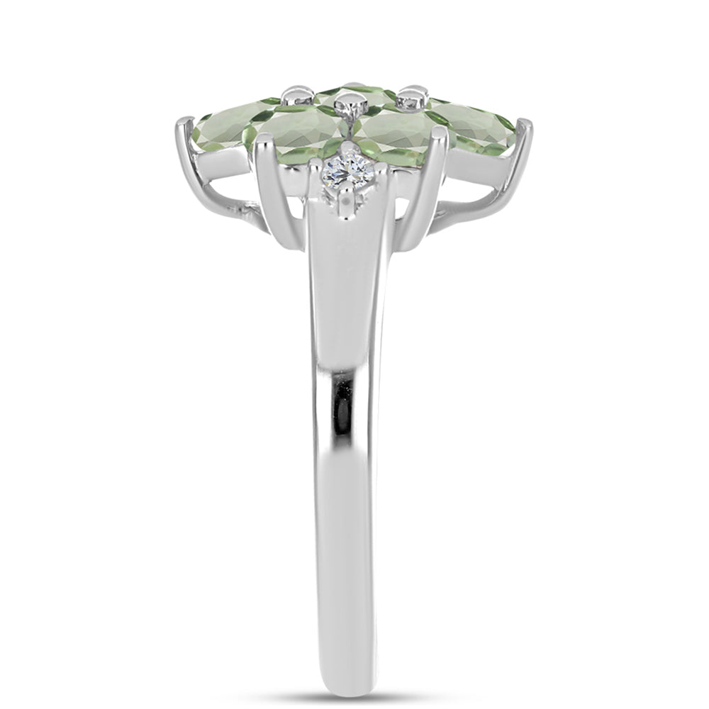 Anel de Prata com Ametista Verde e Topázio Branco  Contraste: Cabeca de Veado (800) 4 