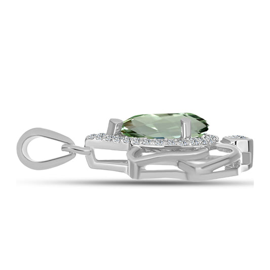 Pendente de Prata com Ametista Verde e Topázio Branco