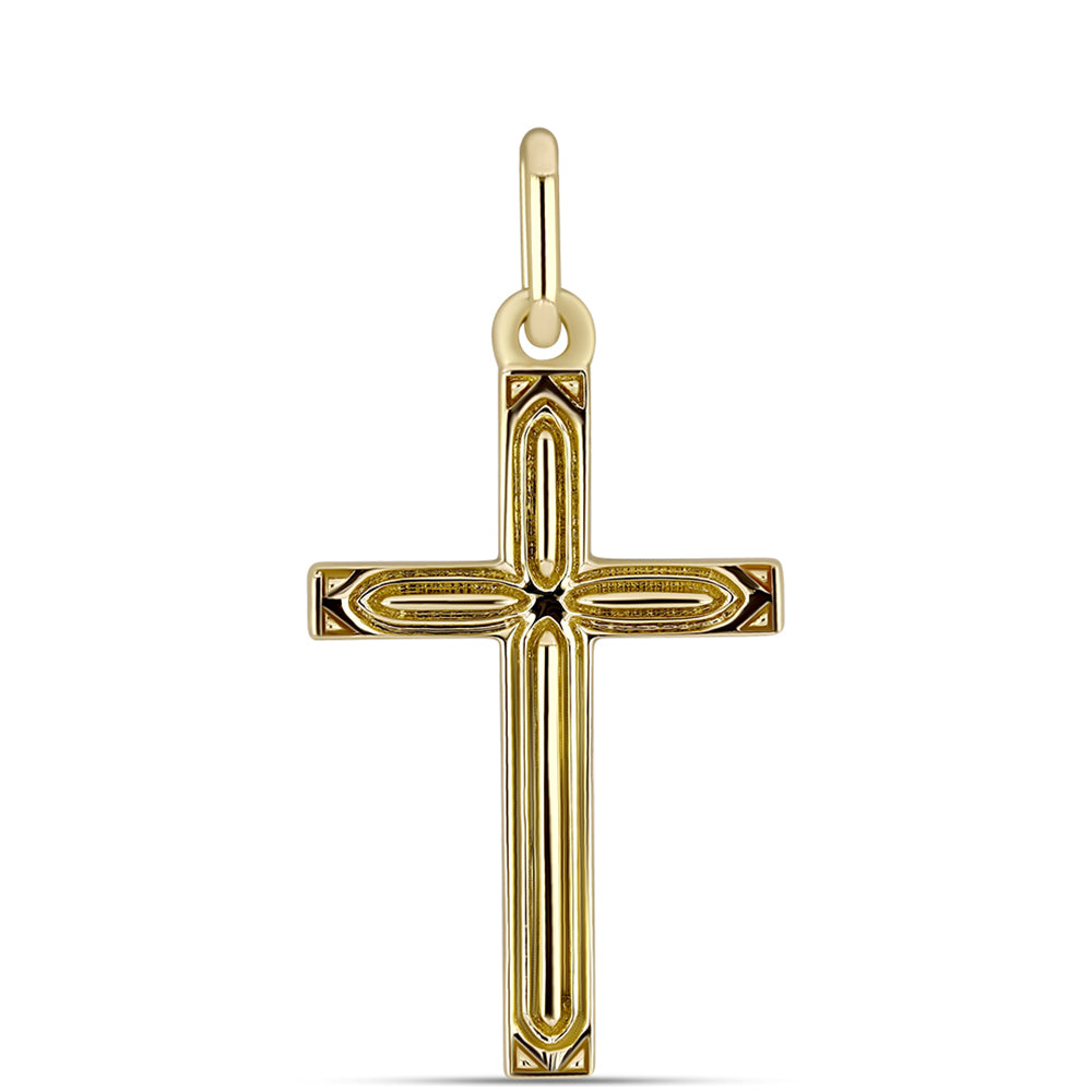Cruz Pendente de Ouro 14K  Contraste: Cabeca de Pato 1 