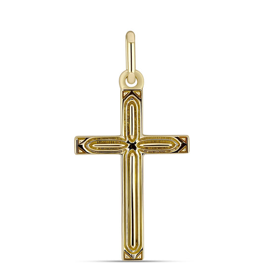 Cruz Pendente de Ouro 14K  Contraste: Cabeca de Pato