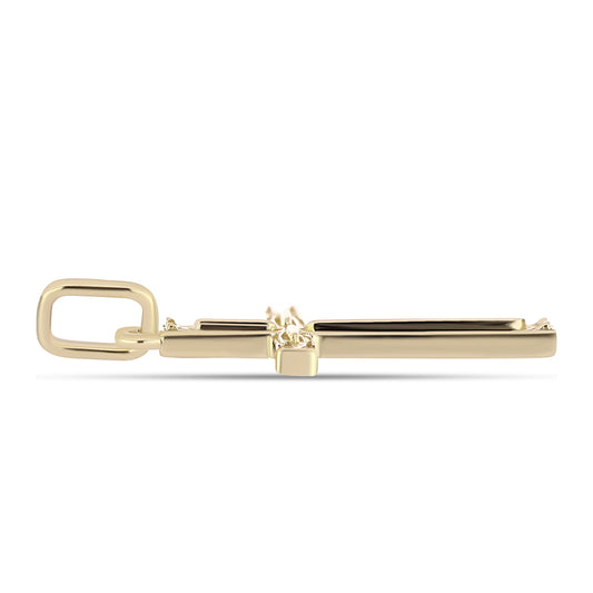 Cruz Pendente de Ouro 14K  Contraste: Cabeca de Pato