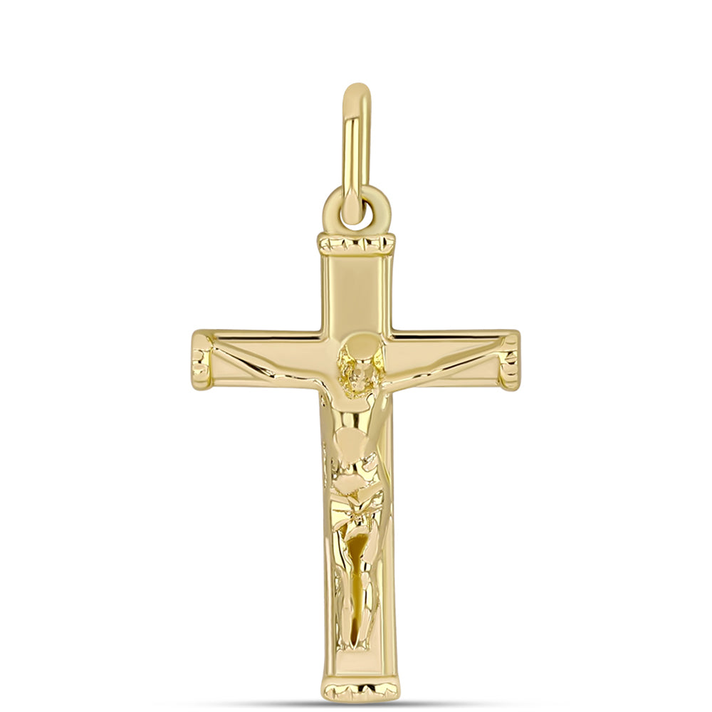 Cruz Pendente de Ouro 14K  Contraste: Cabeca de Pato 1 