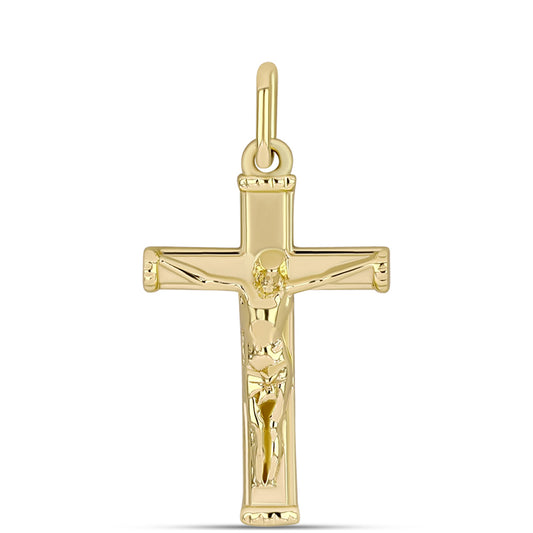 Cruz Pendente de Ouro 14K  Contraste: Cabeca de Pato