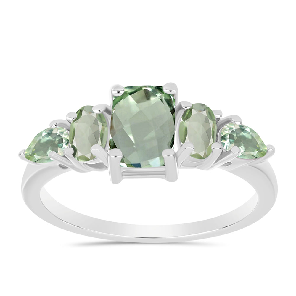 Anel de Prata com Ametista Verde 3 