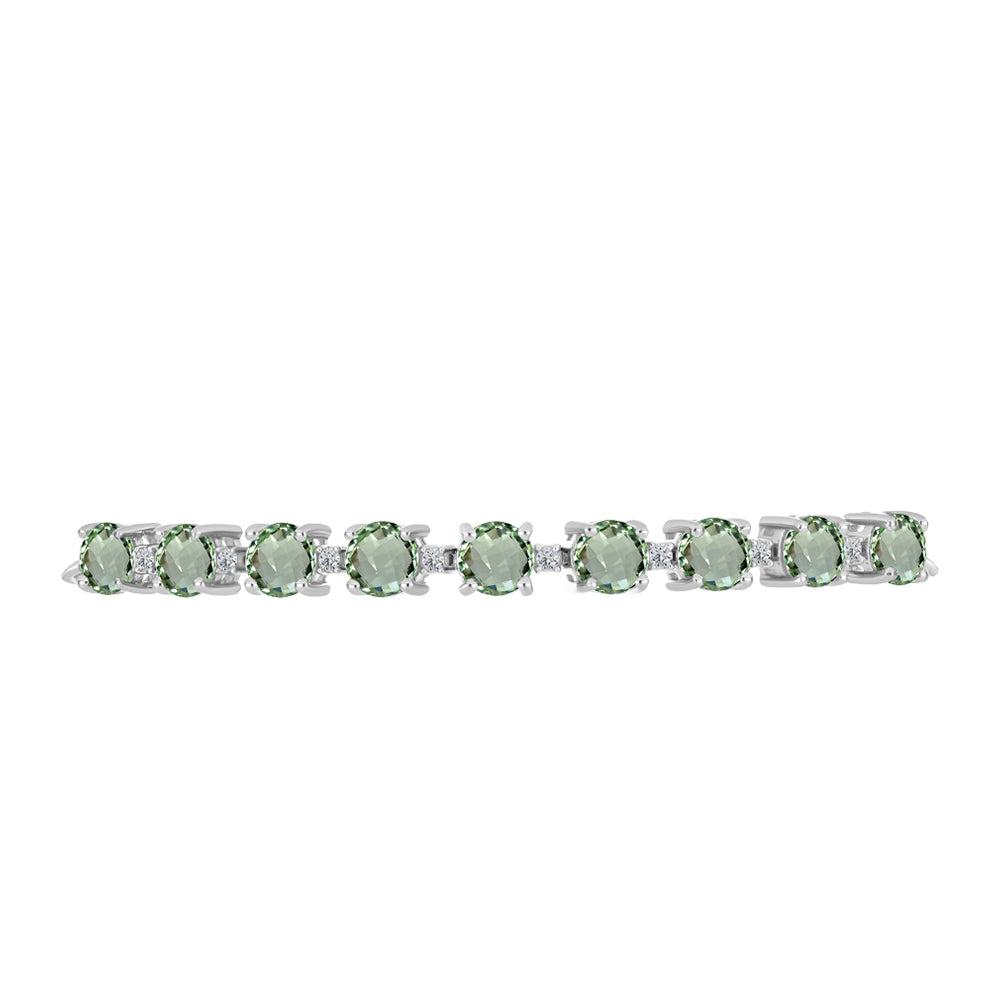 Pulseira de Prata com Ametista Verde e Topázio Branco  Contraste: Cabeca de Veado (800)