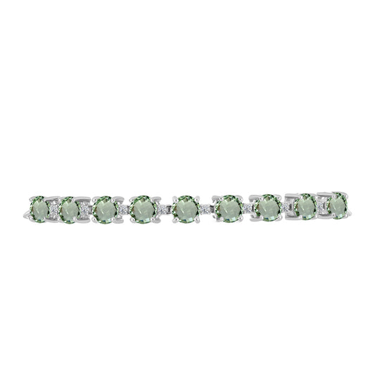 Pulseira de Prata com Ametista Verde e Topázio Branco  Contraste: Cabeca de Veado (800)
