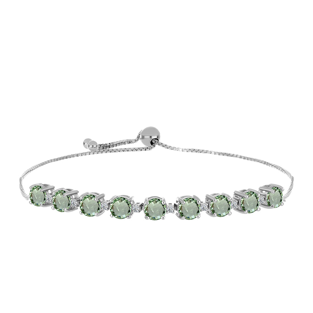 Pulseira de Prata com Ametista Verde e Topázio Branco  Contraste: Cabeca de Veado (800)