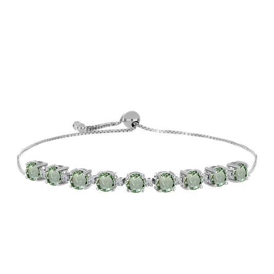 Pulseira de Prata com Ametista Verde e Topázio Branco  Contraste: Cabeca de Veado (800)