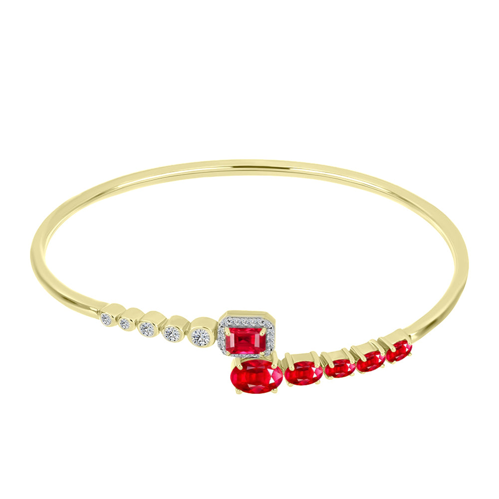Pulseira de Prata com Banho de Ouro com Ágata Vermelha e Topázio Branco  Contraste: Cabeca de Veado (800)