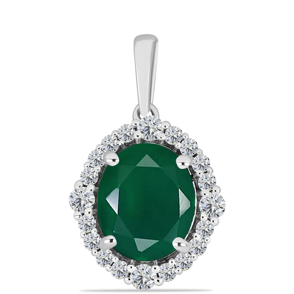 Pendente de Prata com Calcedônia Verde e Topázio Branco