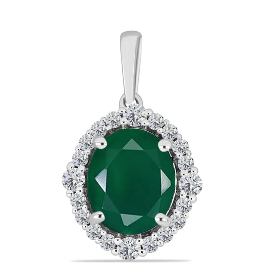 Pendente de Prata com Calcedônia Verde e Topázio Branco