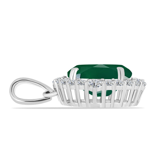 Pendente de Prata com Calcedônia Verde e Topázio Branco