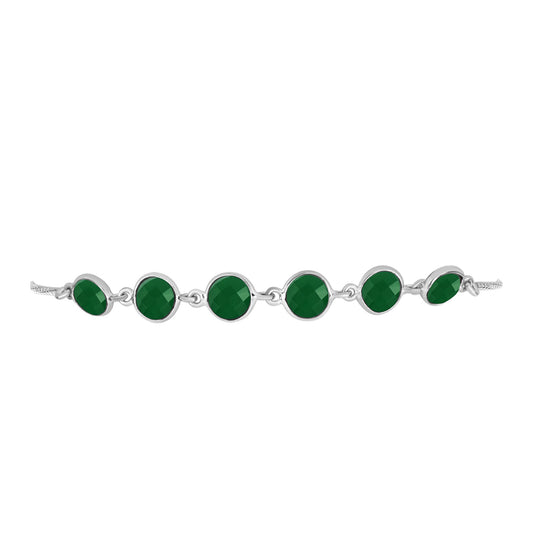 Pulseira de Prata com Calcedônia Verde