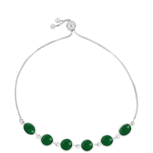 Pulseira de Prata com Calcedônia Verde