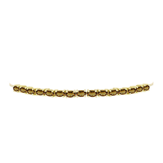 Pulseira de Prata com Banho de Ouro com Quartzo Cognac  Contraste: Cabeca de Veado (800)