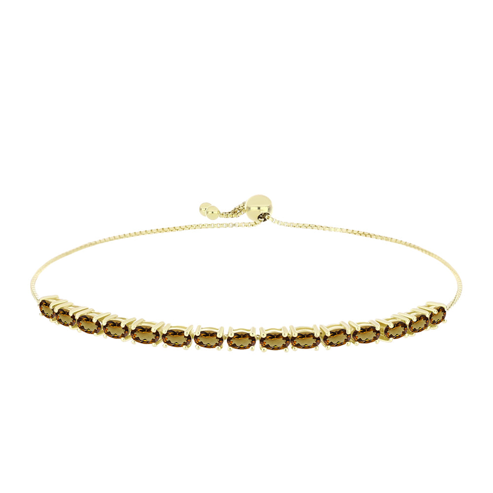 Pulseira de Prata com Banho de Ouro com Quartzo Cognac  Contraste: Cabeca de Veado (800)
