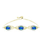 Pulseira de Prata com Banho de Ouro com Quartzo Pavão e Topázio Branco  Contraste: Cabeca de Veado (800)