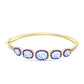 Pulseira de Prata com Banho de Ouro com Pedra da Lua Arco-íris e Ametista de Marrocos  Contraste: Cabeca de Veado (800)