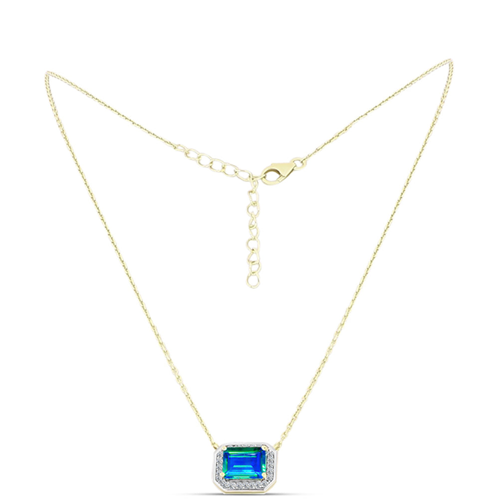Colar de Prata com Banho de Ouro com Quartzo Pavão e Topázio Branco  Contraste: Cabeca de Veado (800)