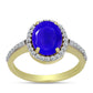 Anel de Prata com Banho de Ouro com Ágata Azul e Topázio Branco