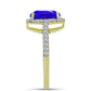 Anel de Prata com Banho de Ouro com Ágata Azul e Topázio Branco