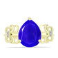 Anel de Prata com Banho de Ouro com Ágata Azul e Topázio Branco  Contraste: Cabeca de Veado (800)