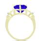 Anel de Prata com Banho de Ouro com Ágata Azul e Topázio Branco  Contraste: Cabeca de Veado (800)
