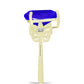 Anel de Prata com Banho de Ouro com Ágata Azul e Topázio Branco  Contraste: Cabeca de Veado (800)