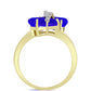 Anel de Prata com Banho de Ouro com Ágata Azul e Topázio Branco  Contraste: Cabeca de Veado (800)