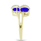 Anel de Prata com Banho de Ouro com Ágata Azul e Topázio Branco  Contraste: Cabeca de Veado (800)