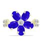 Anel de Prata com Banho de Ouro com Ágata Azul e Topázio Branco  Contraste: Cabeca de Veado (800)