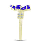 Anel de Prata com Banho de Ouro com Ágata Azul e Topázio Branco  Contraste: Cabeca de Veado (800)